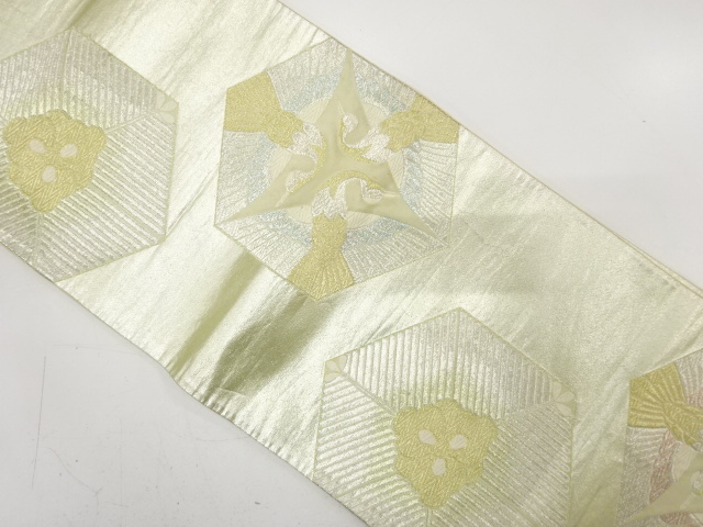 JAPANESE KIMONO / ANTIQUE FUKURO OBI / SILK / WOVEN CRANE & YOUNG PINE
